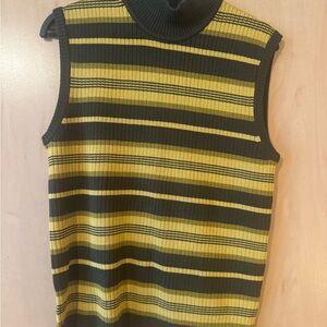Striped Sleeveless Turtleneck Sweater